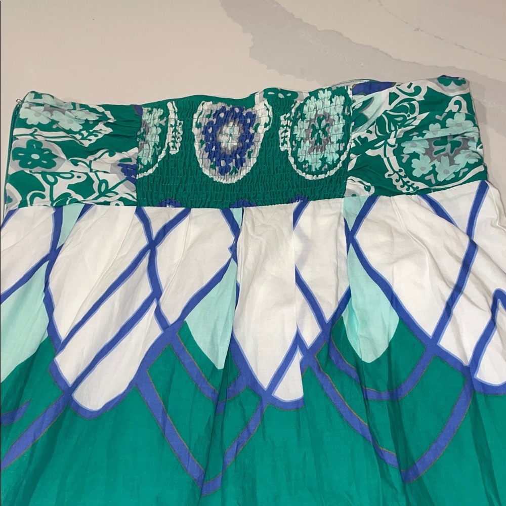 Moulinette Soeurs Floral Border Midi dress strapless L Anthropologie - Picture 9 of 12